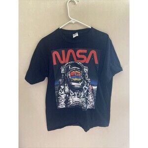 NASA Astronaut Shirt Mens Large Black Short Sleeve Space T-Shirt Port Company